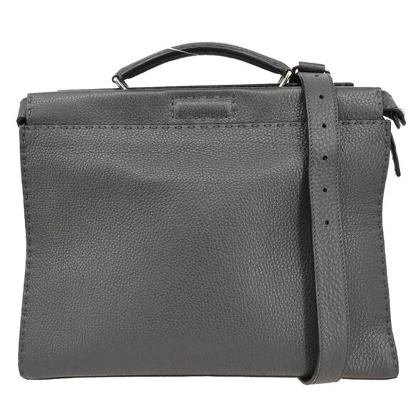 Fendi Gray Leather Peekaboo Fit 2way Handbag - Picture 1 of 10